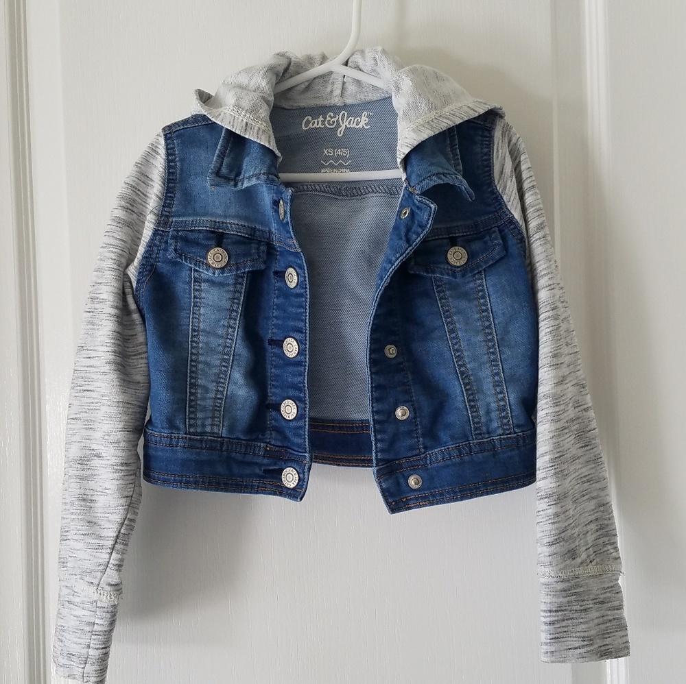 Cat & Jack Denim Hoodie XS 4/5